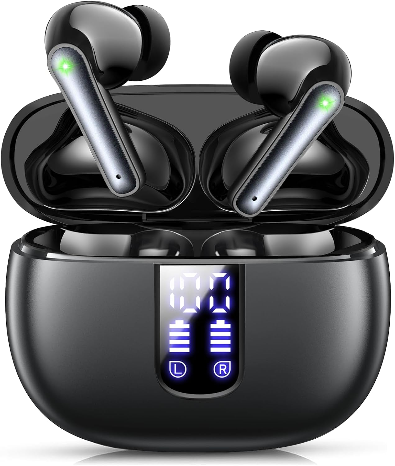 Generic 60H Bluetooth Headphones, Playback LED Screen Wireless Earbuds, Black