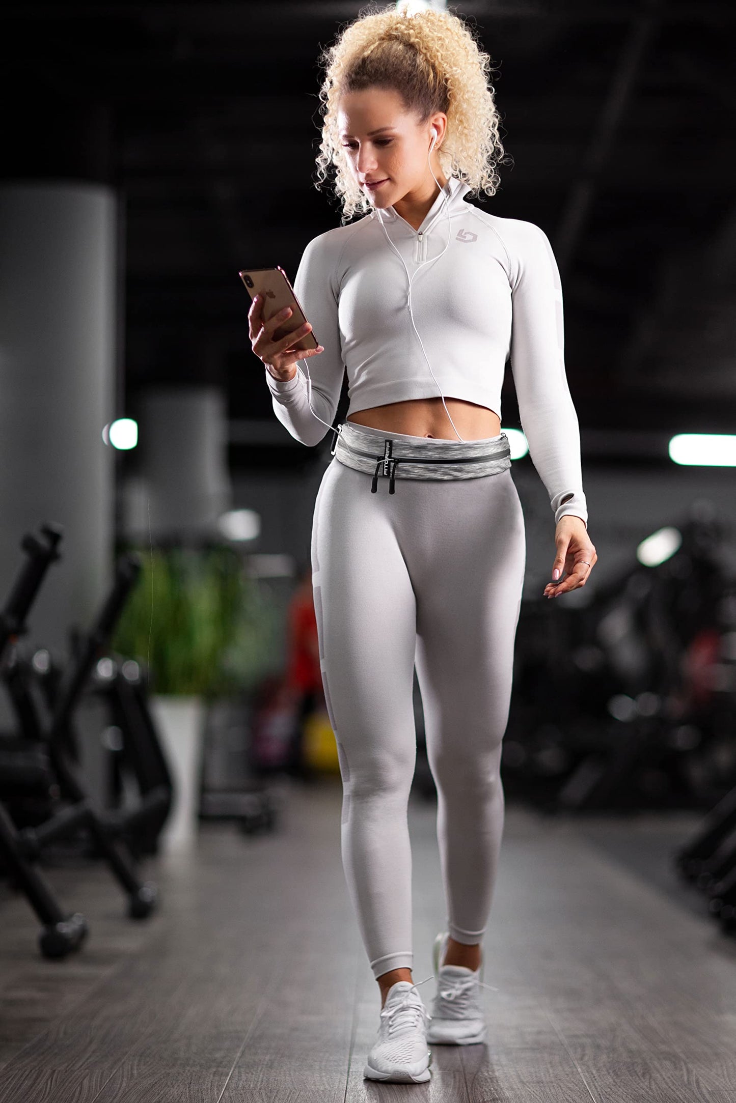 Fitgriff® Running Belt for Men & Women - Secure Jogging Pouch for Phone, Keys & Essentials - For All Cell Phones (White, 24.5" - 35.5" Waist Size)