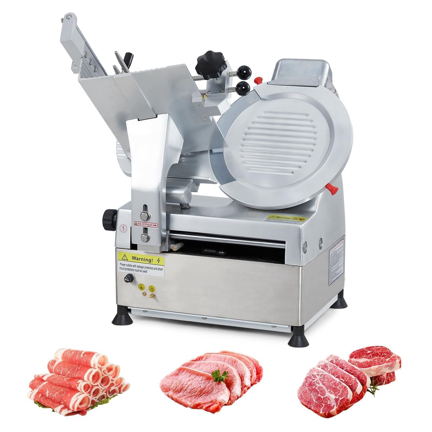 EliteEdge 550W Automatic Meat Slicer with 12 Inch Carbon Steel Blade, Adjustable Thickness 0-14 mm, Electric Slicing Machine for Home or Commercial Kitchen
