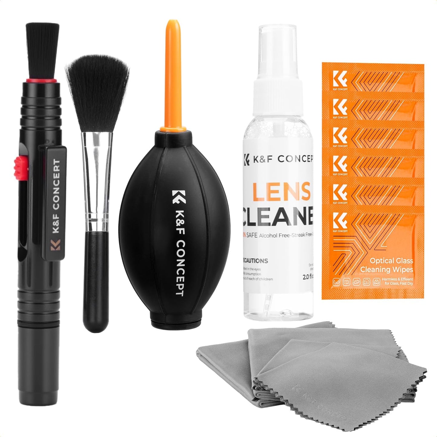 K&F CONCEPT 15-1 Professional Cleaning Kit for DSLR Cameras and Sensitive Electronics, Bundle with Lens Cleaner