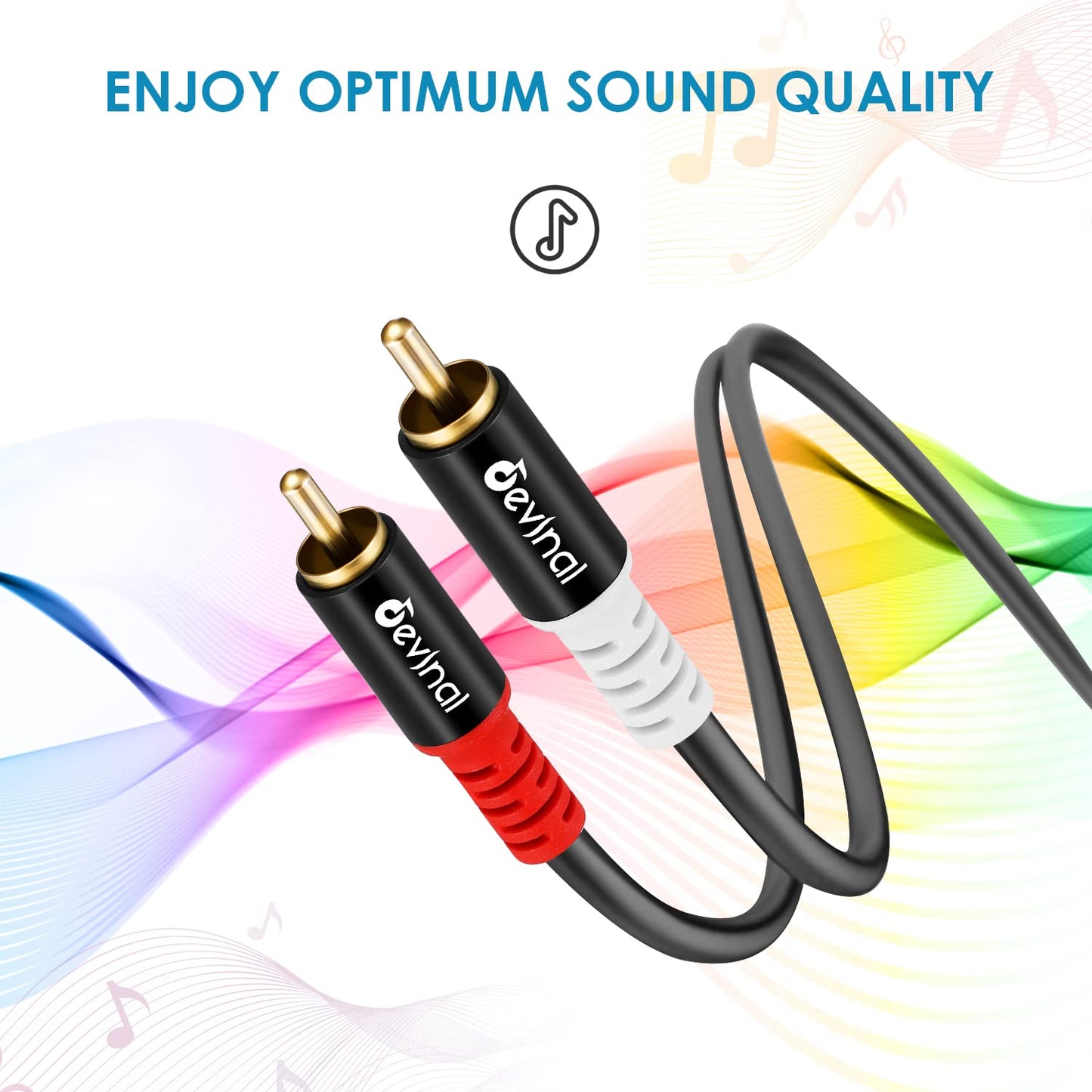 1 2 10Feet/3M Devinal RCA Y Cable, RCA/Phono Y Splitter, RCA Male to Male Y Adapter, Male/Male Subwoofer Cable Gold