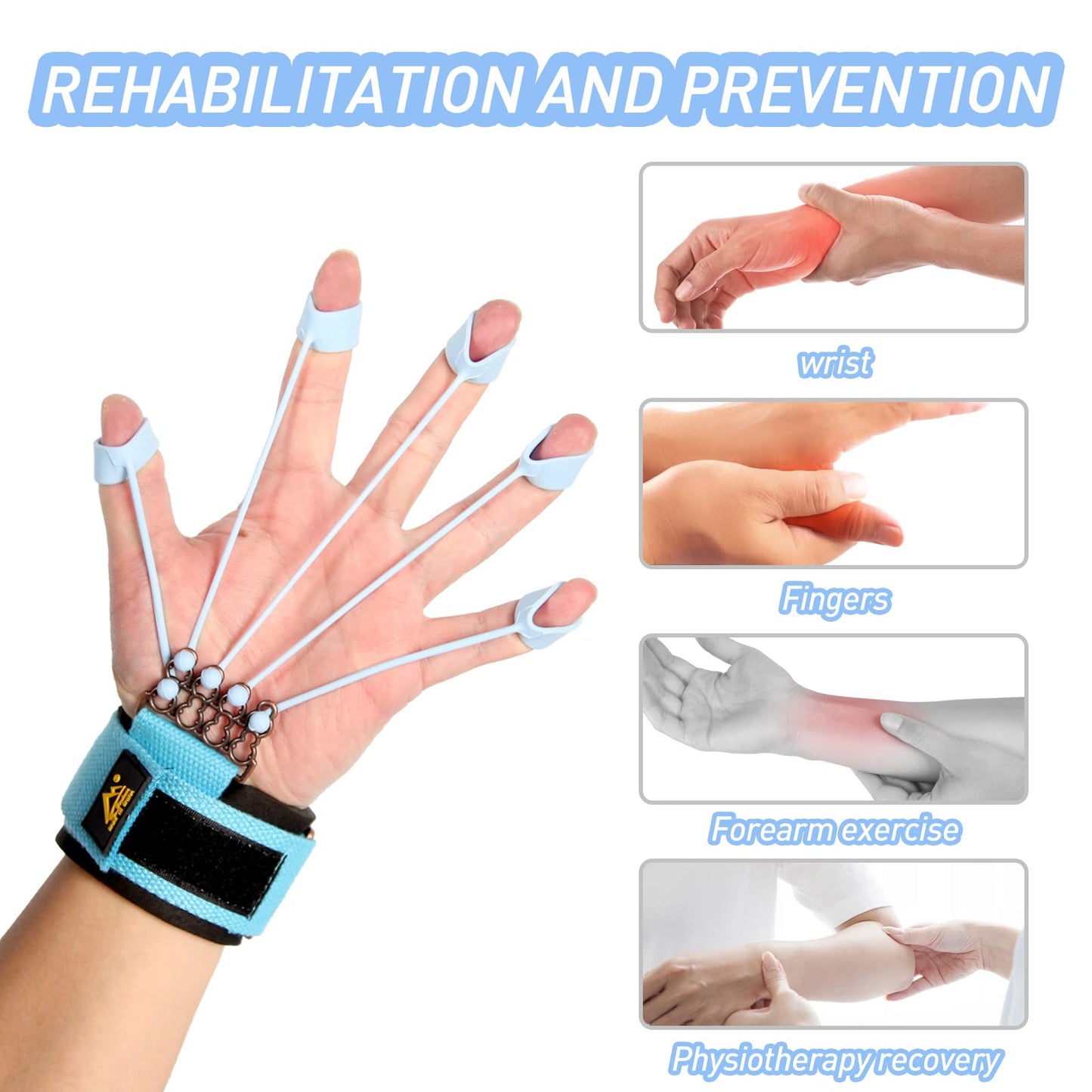 Finger Strengthener, Grip Strength Trainer, Gripster Finger Exerciser, Hand Grip Strengthener for Finger Strength & Therapy, 3 Resistance Levels (Grey 20LB, Blue 40LB, Black 60LB)