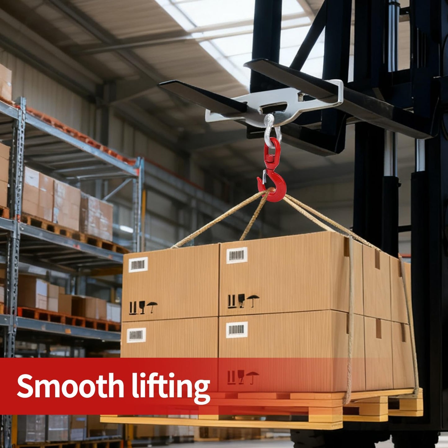 Heavy Duty Forklift Lifting Hook,Surface Galvanization,Fork Lifting Attachment, Load 6600 Lbs（3 Ton）,with 360° Swivel Hook,Fit for Lifting Goods with Forklifts and Construction and Warehouse Lifting