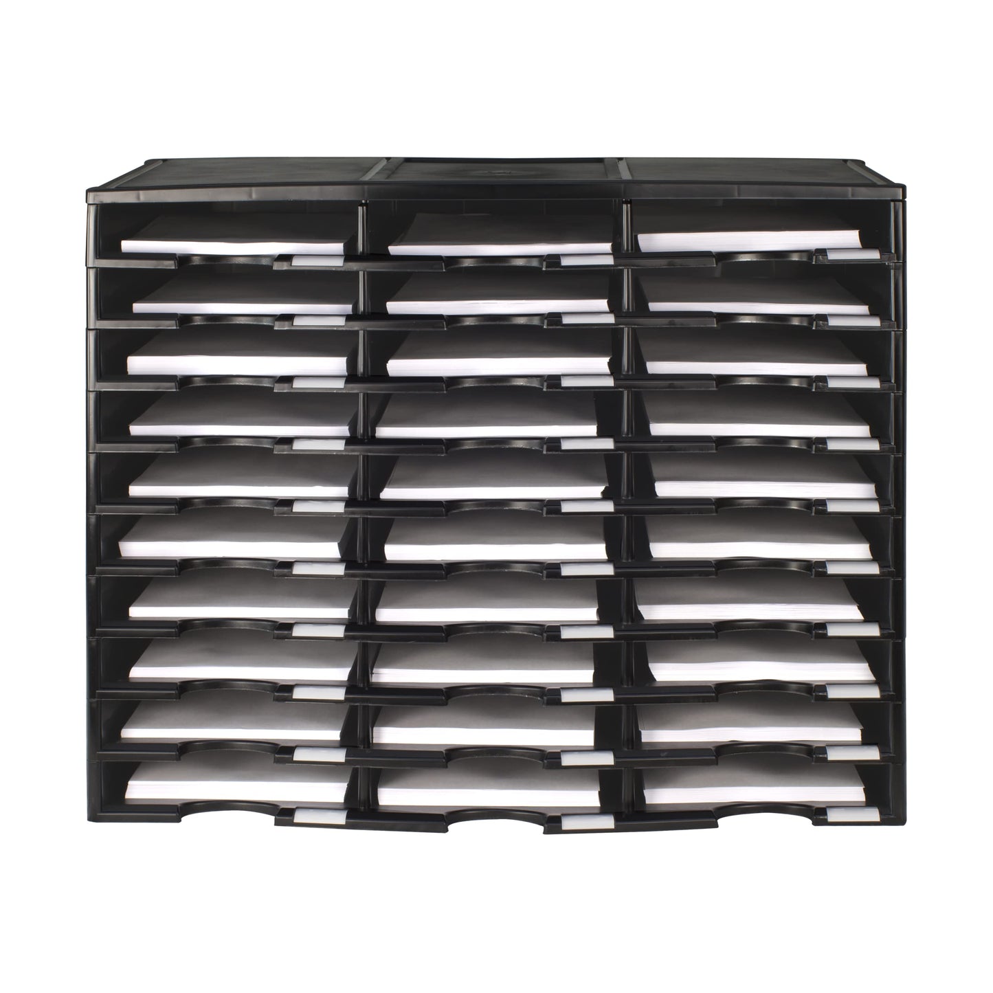 Storex Modular 30-Compartment Literature Organizer, Black