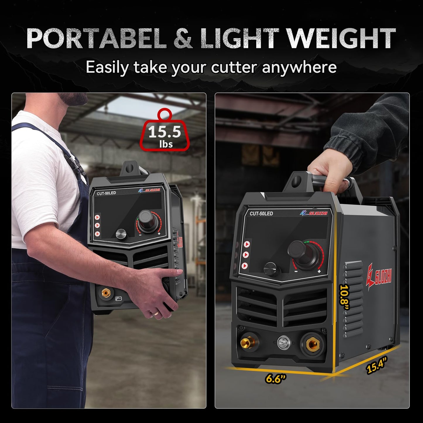 GZ GUOZHI Plasma Cutter, 50Amp 110/220V Dual Voltage IGBT Inverter Plasma Cutting Machine, [Pilot Arc][Large LED Display][Air Sensor] 1/4" Clean Cut 3/4" Max Cut, 2T/4T for Beginners DIY