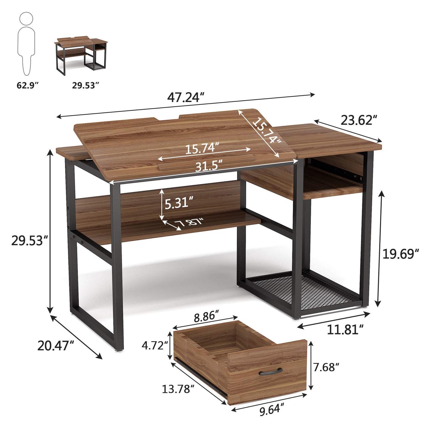 LITTLE TREE Drafting Table Artist Drawing Computer Desk