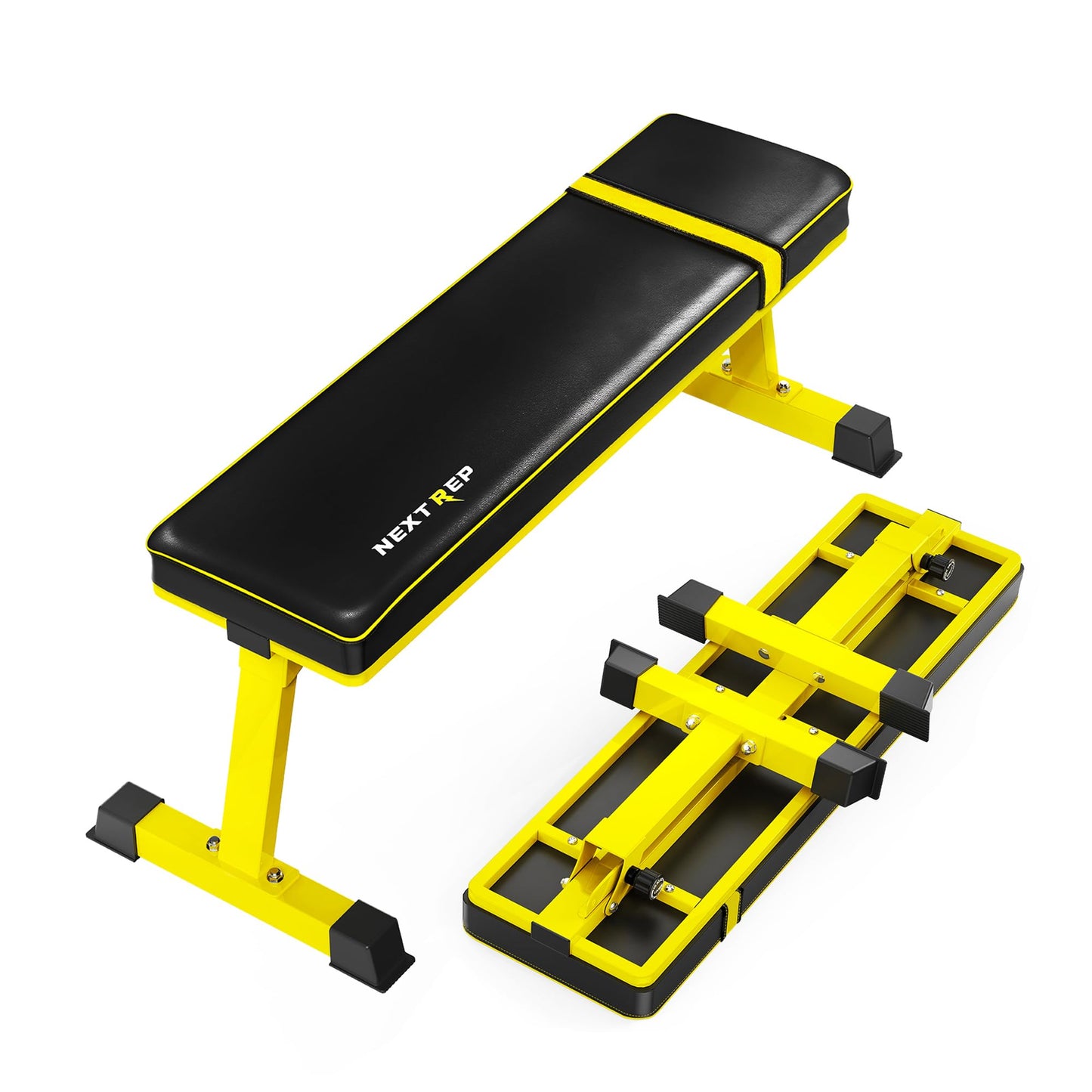 NextRep Foldable Flat Weight Bench - 1300 LB Capacity Heavy Duty Workout Bench for Home Gym, Strength Training Bench Press for Full Body Exercise, Featuring an Innovative Fully Enclosed Steel Base