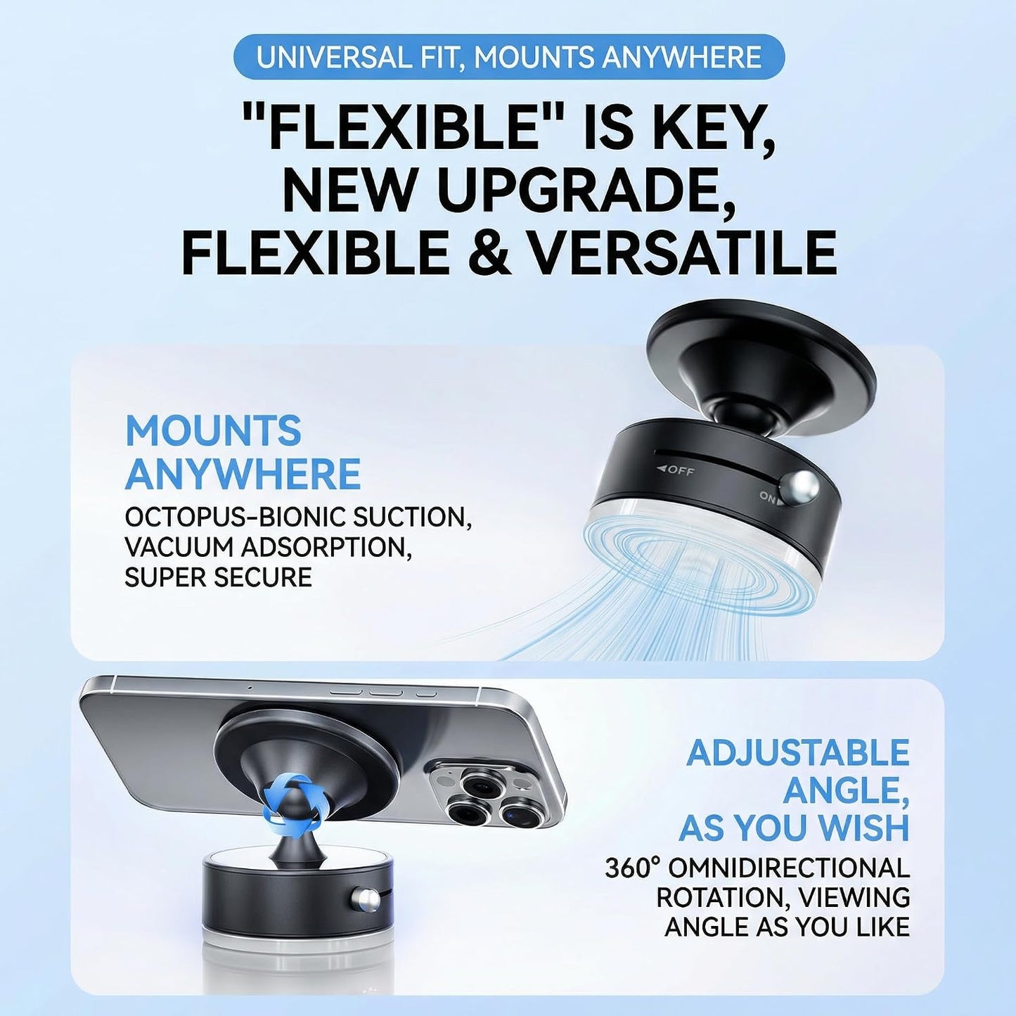 AYAHAIR 360degrees 17 N52 16 15 14 13 12 Vacuum Magnetic Car Phone Mount Rotation Phone Holder for Car Magnets Strong