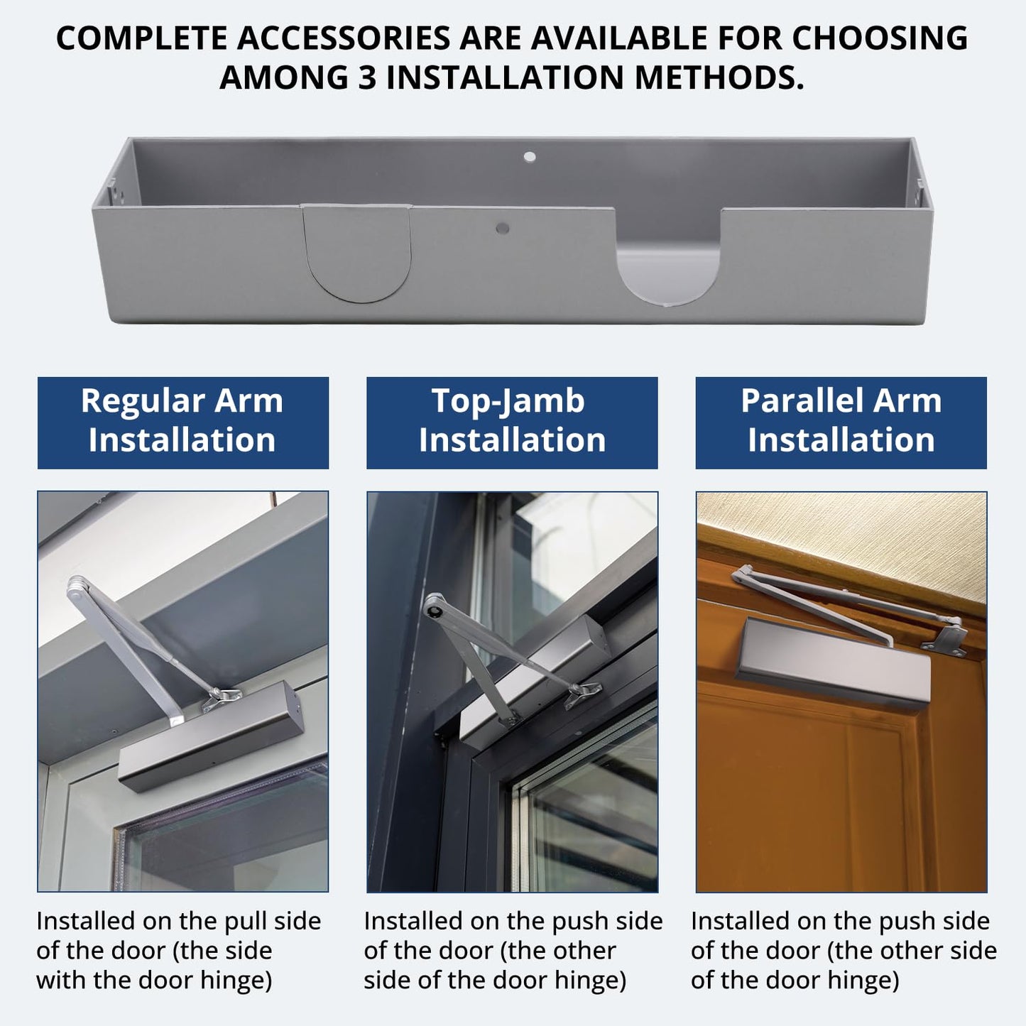 Commercial Automatic Door Closer，Grade 1 Heavy Duty Hydraulic Self Closing Door Hinge,Spring Adjustable from Size 1 to 6，Surface Mounting，ADA,UL