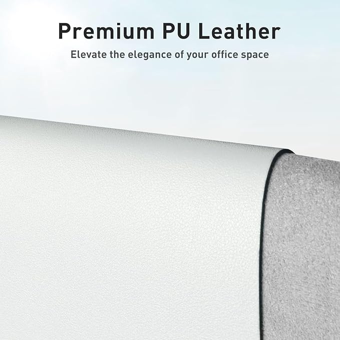 Aothia Faux Leather Desk Mat - Non-Slip PU Leather Desk Blotter, Waterproof Writing Surface, Large Desk Pad for Office & Home (Barely Grey, 55" x 24")