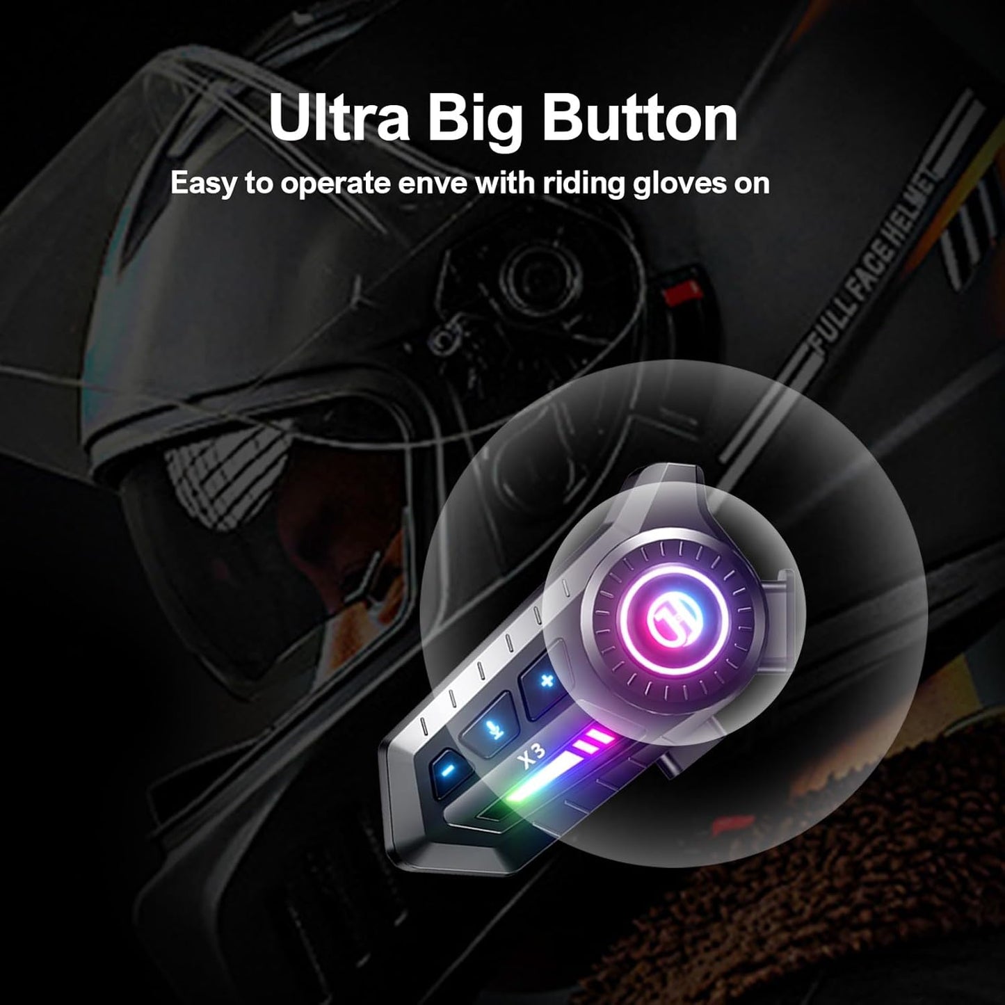YYTFY Headset IPX67 5.3 /1200mAh Headset Motorcycle Bluetooth with Voice Assistant,Helmet Speakers Waterproof