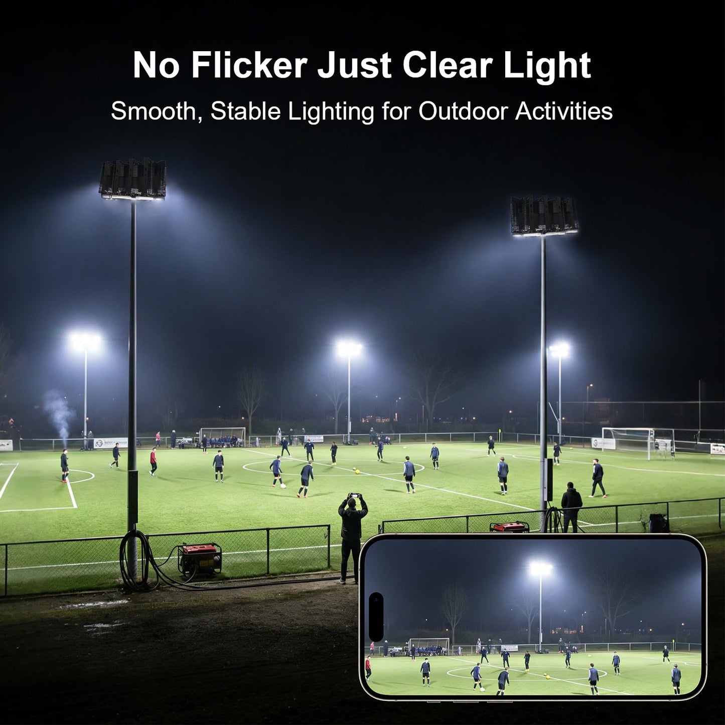 Lukciwee LED Stadium Lights 140000LM, AC 85-305V LED Flood Light Outdoor 2Pack (500W Each), 5000K Daylight, Adjustable Arena Light IP67 Waterproof, Field Lights for Court (5-Year Protection)