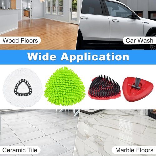 Hezane 4PCS Mop Heads Replacements for OCedar, 1PCS Scrub Brush and 1PCS Spin Mop Base Compatible with Ocedar EasyWring 1 Tank System, Dry and Wet for Cleaning All Hard-surfaced Floors
