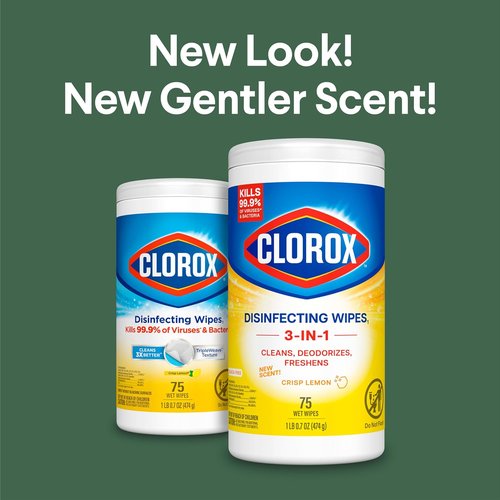 Clorox Disinfecting Wipes - Antibacterial & Bleach-Free | Crisp Lemon Scent, 75 Count