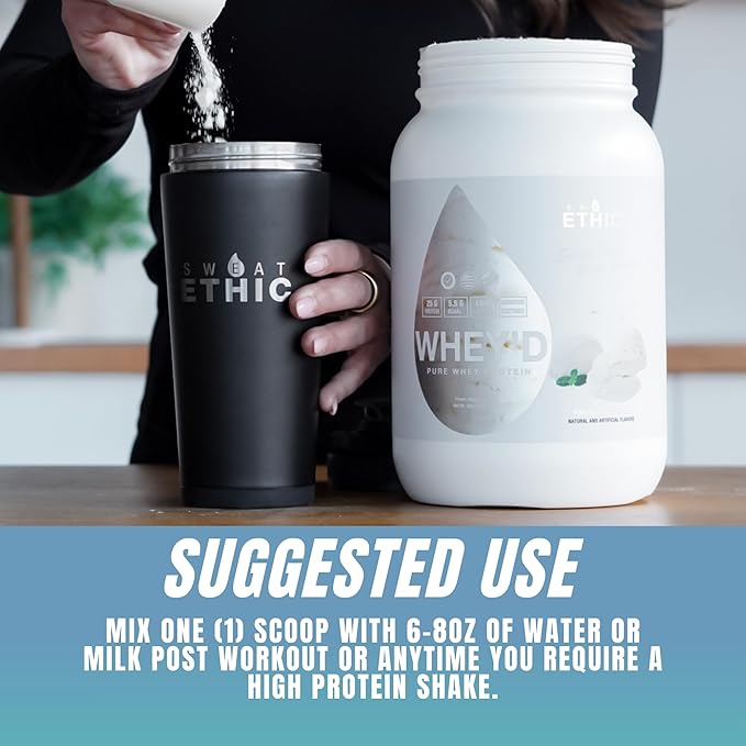 Whey'd Protein Powder, 25 G Whey Protein Blend with Concentrate, Isolate & Hydrolysate, Low Lactose & Digestive Enzymes for Easy Mixing & Smooth Texture, Blueberry Muffin, 25 Servings