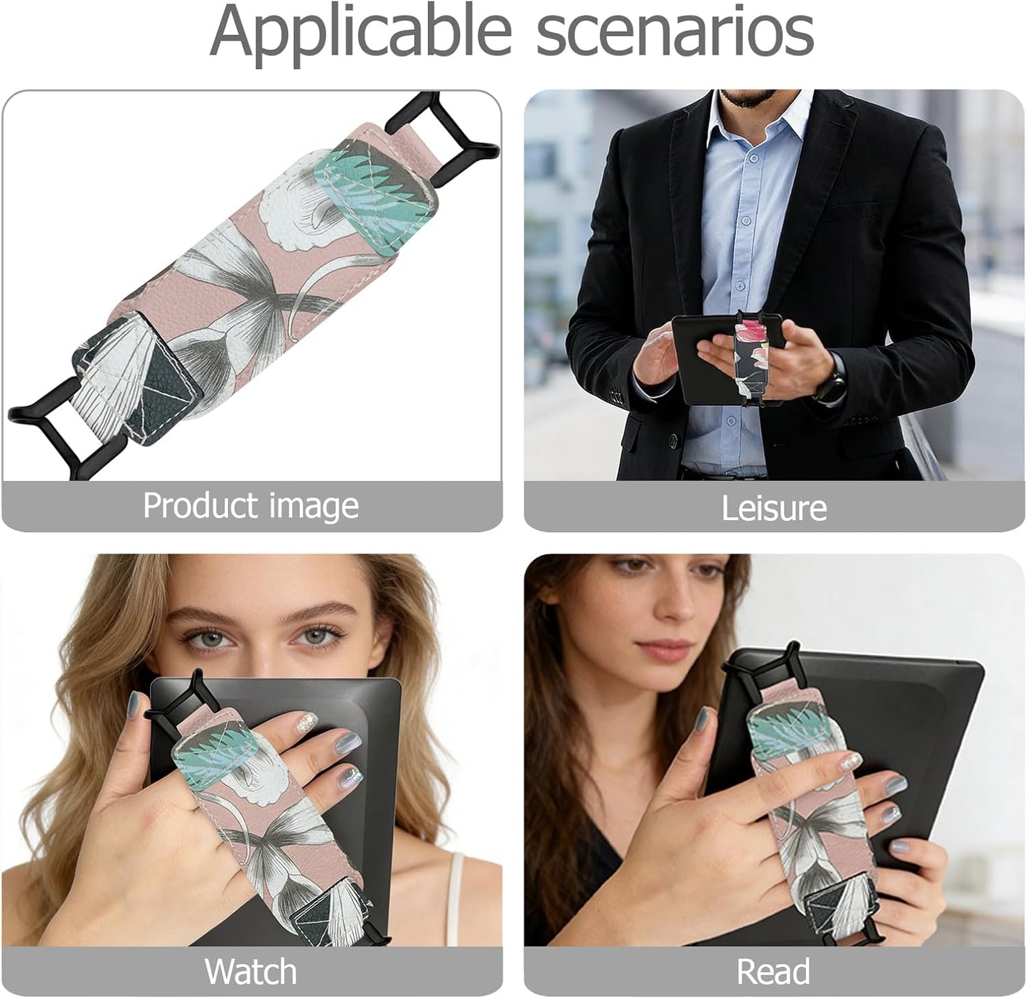 WQVSHRO 2PCS 6-8" Electronic Reader Hand Strap Ebook Versatile Portable Grip Secure Hand Strap for Ebook Mobile Phones