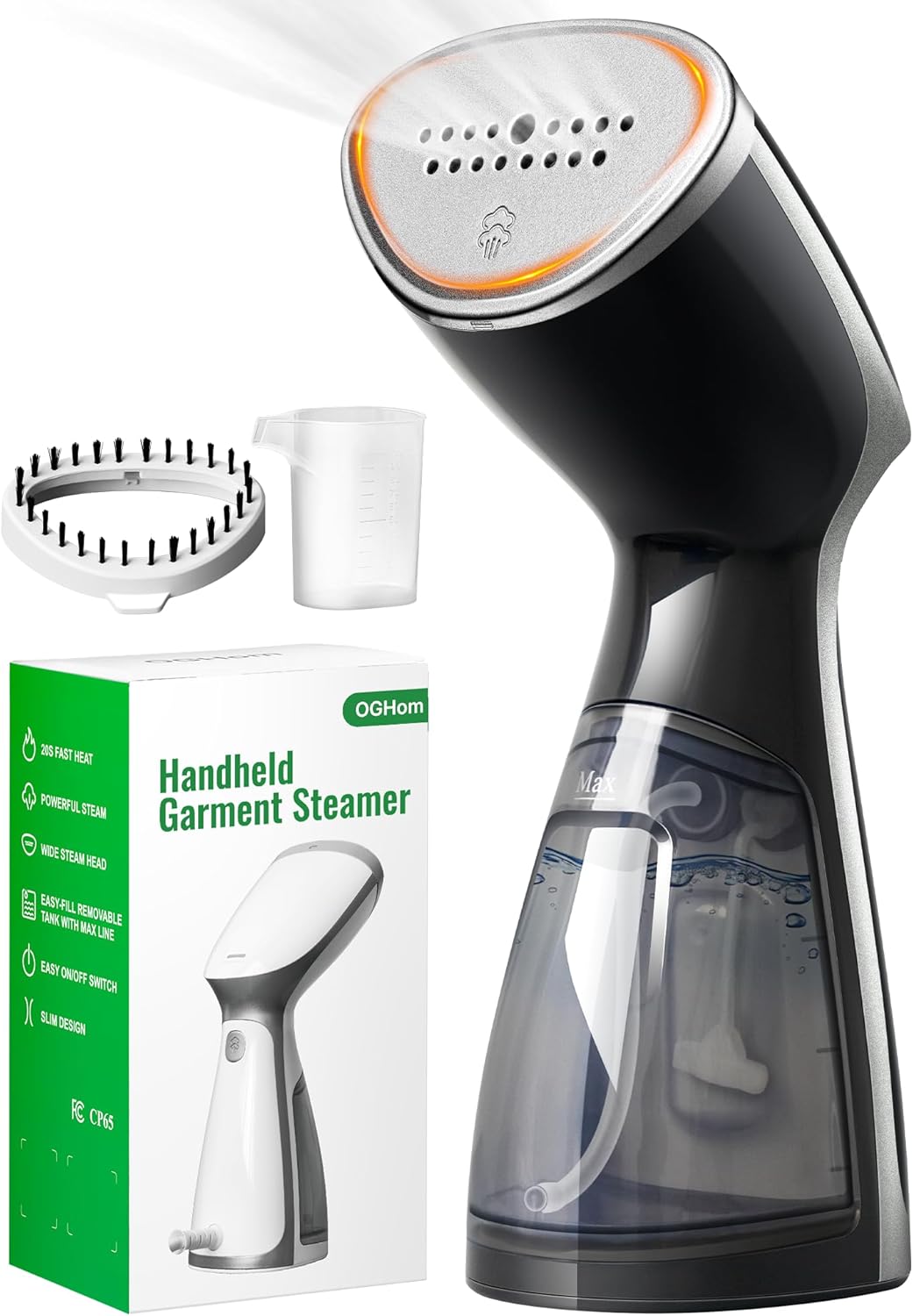 OGHom Portable Travel Handheld Steamer - 1000W Garment Wrinkle Remover for Home & Travel - Black