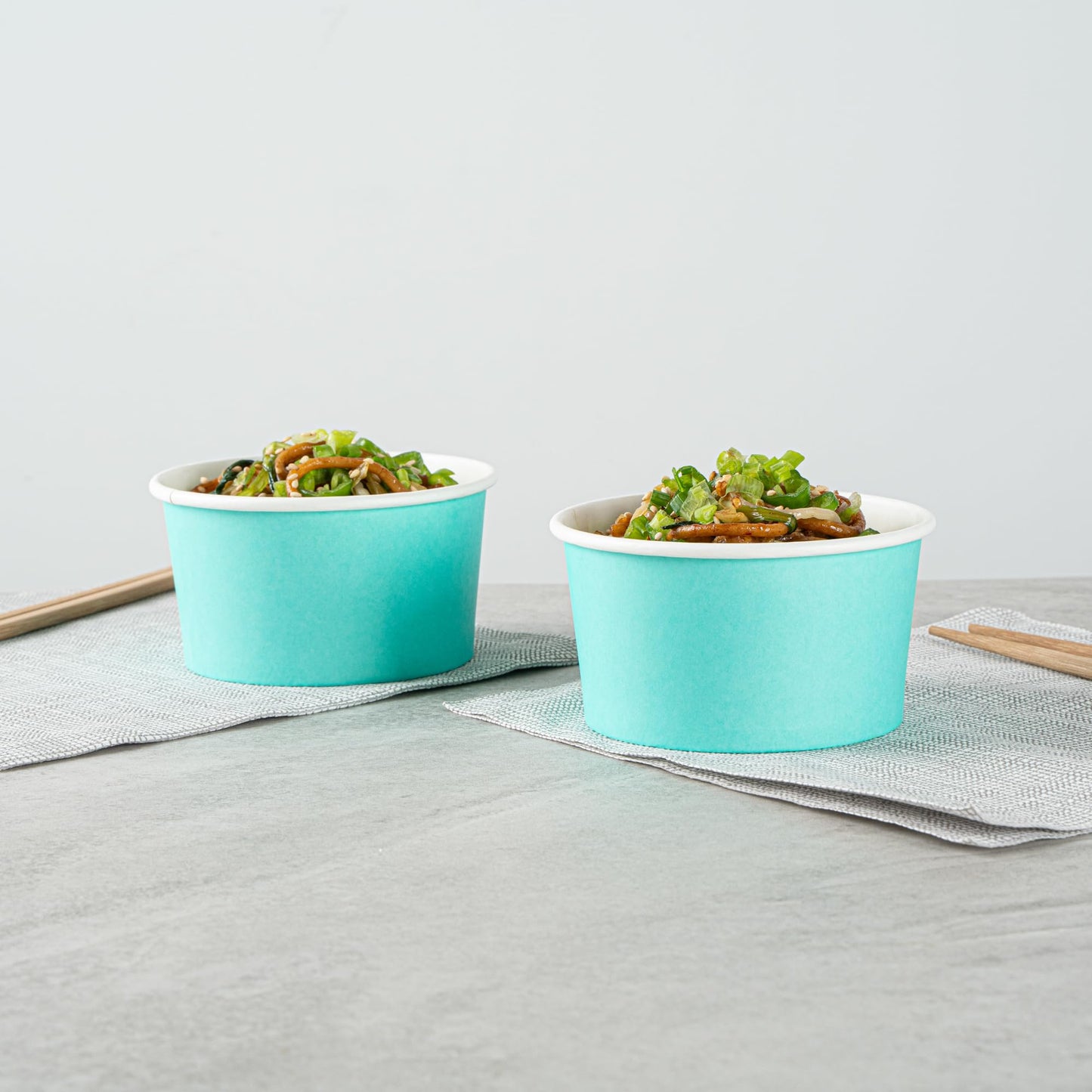 Restaurantware Coppetta 8 Ounce Dessert Cups, 200 Disposable Ice Cream Cups - Lids Sold Separately, Sturdy, Turquoise Paper FroYo Bowls, Striped, For Hot And Cold Foods, Perfect For Gelato