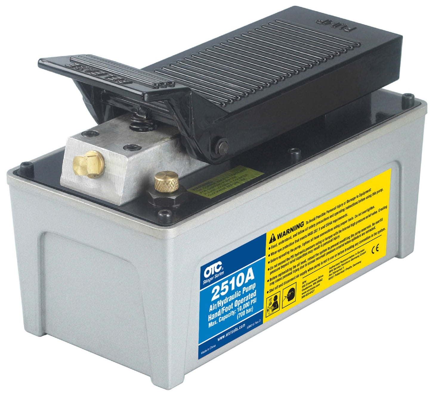 OTC 2510A Stinger 10,000 PSI Foot Operated Air/Hydraulic Pump for Rams, Presses, & Hydraulic Pullers, CHROME
