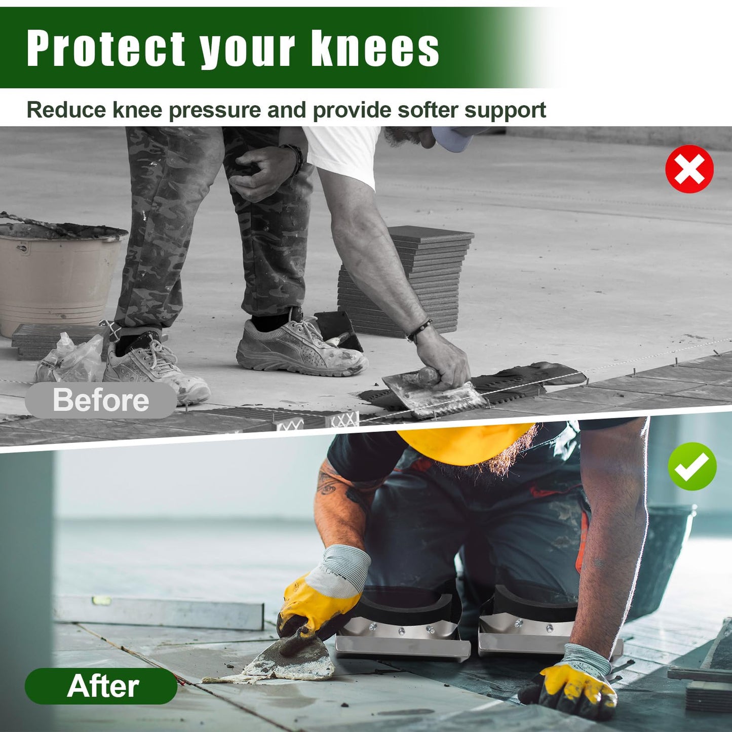 Daneried Concrete Knee Boards Slider,28”x 8” Stainless Steel Concrete Sliders,Concrete Knee Pads and Board Straps Pair Moving Sliders For Concrete Finishing
