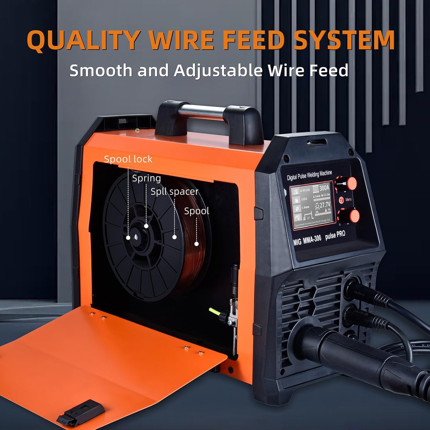PANERGYRIC Aluminum MIG Welder with Dipulse 300A 110V/220V Dual Voltage 5 in 1 Multifunctional Welding Machine Gas/Gasless Flux MIG/Pulse MIG/Lift TIG/Stick with LCD Digital Display