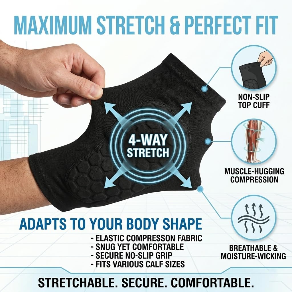 Soccer Shin Guards Shin Pads for Kids Youth Adult, Ski Shin Guards Calf Compression Sleeve with Honeycomb Pads, Lightweight Calf Protective Gear for Football Soccer (Black, Small)