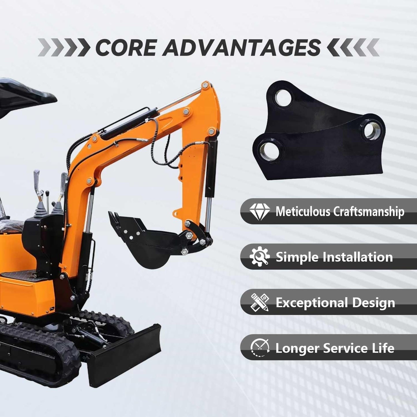 A Pair Bucket Attachment Ear Weld on 50mm 12“ C-C for Caterpillar Cat 307 308 309 Mini Excavator