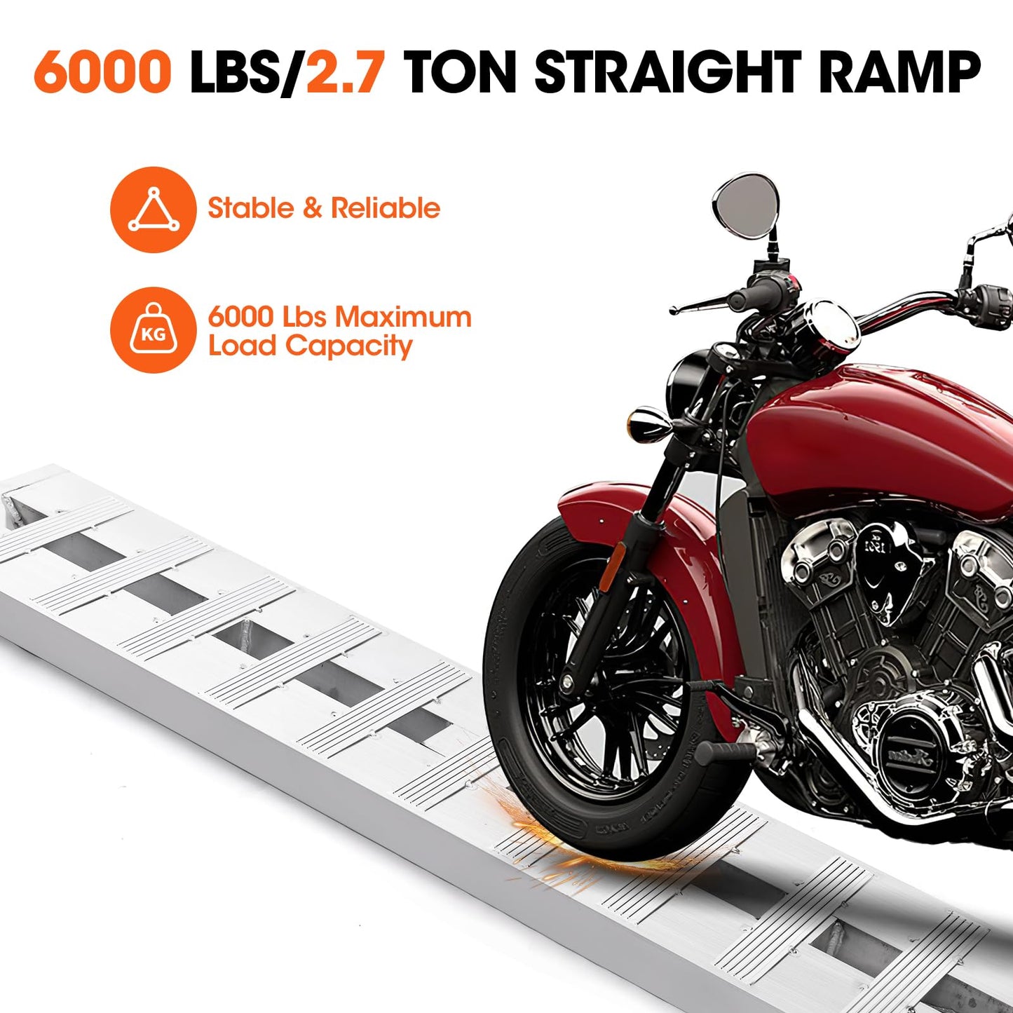 Aluminum Trailer Ramps, 6000LBS Capacity Heavy-Duty Loading Ramps for Bike, Motorcycle, Tractor, ATV/UTV, Trucks, Auto Hauler- with Knife & Hook Ends, 2pcs (60 X 12 Inch)