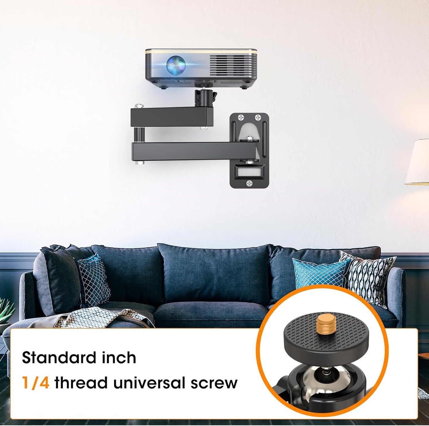 DAWASAPAT 1/4" Universal Porjector Mount Foldable Wall Mount Screw, Adjustable Tilt&Swivel Hanging Bracket Holder Wall
