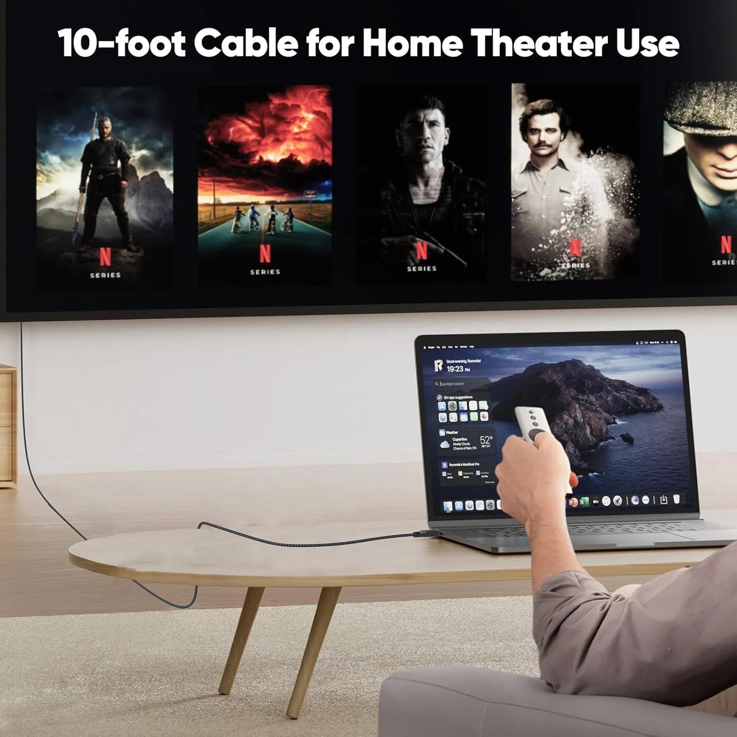 10Ft, (4K@30Hz 1080P@120Hz HDMI1.4 10 Display Port to HDMI Cable One-Direction) DisplayPort DP to Cord Long Feet