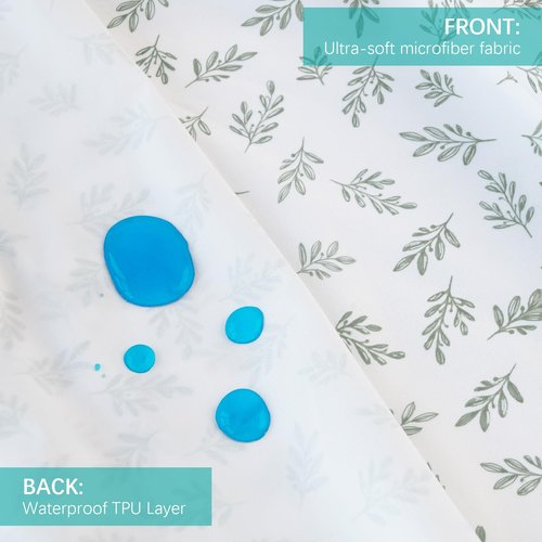 Biloban 4-Pack Crib Sheets Waterproof for Boys Girls, Fitted Crib Sheet for Standard Crib and Toddler Mattress Protector, Super Soft Microfiber Baby Sheet 52x28x8in(Green+Leaf)