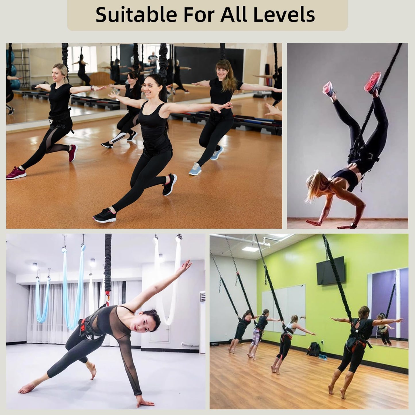 PRIORMAN Professional Bungee Dance Fitness Kit, 6 Sizes, CE Certified Complete Harness Set with Resistance Band & Hanging Hardware for Suspension Training Home & Studio(XS)