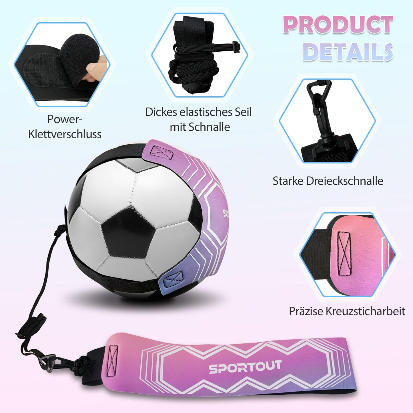 Sportout Soccer/Volleyball Training Equipment Aid, Solo Soccer Trainer, Football Accessories with Adjustable Waist Belt for Kids Adults