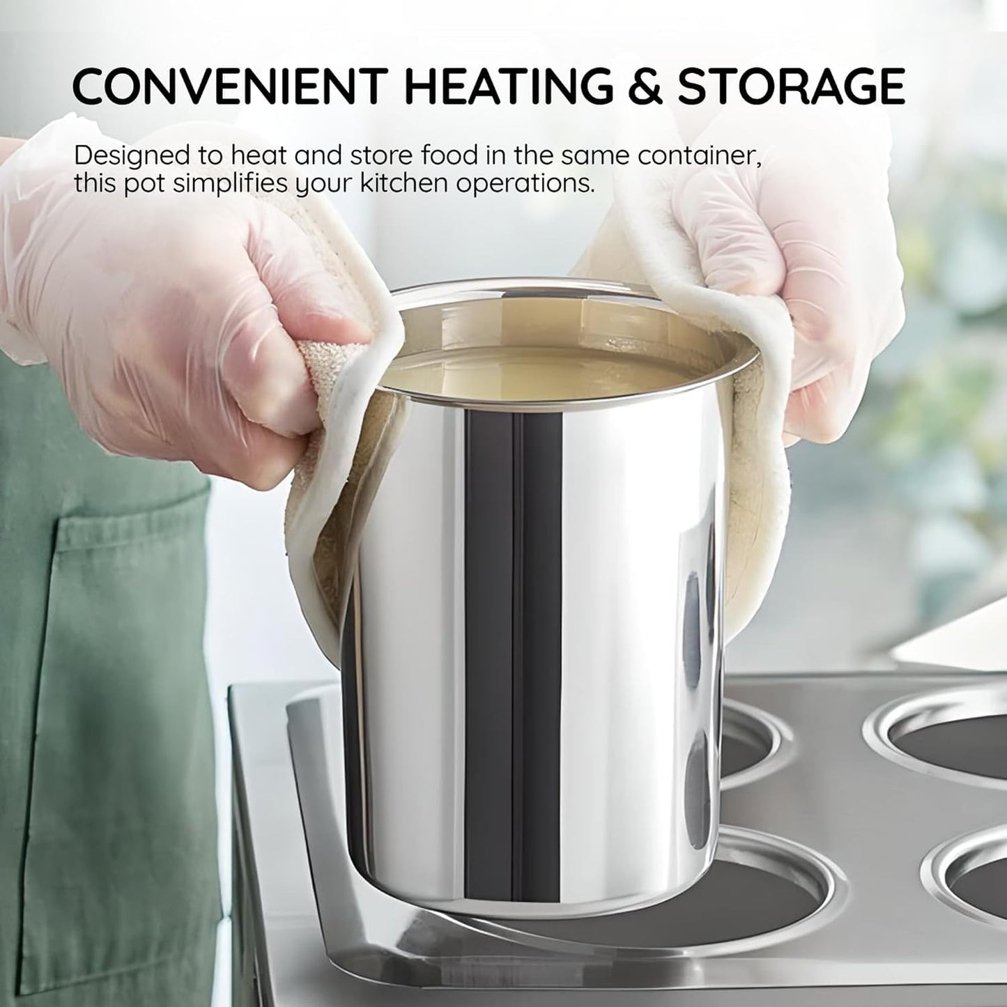 OCS Parts 6-Pack 2 Quart Bain Marie Pot | 6-3/4" x 4-3/8" Stainless Steel Pot for Warm or Cold Food, Sauces, Soups, or Organizing Cooking Utensils