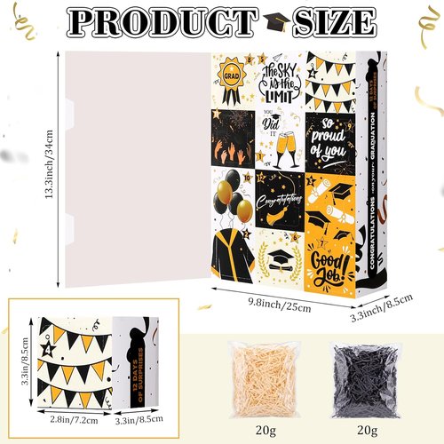 Glenmal Graduation Countdown Calendar Gift Box - 12 Days of Celebration for High School & College Graduates | Fill It Yourself (Black)