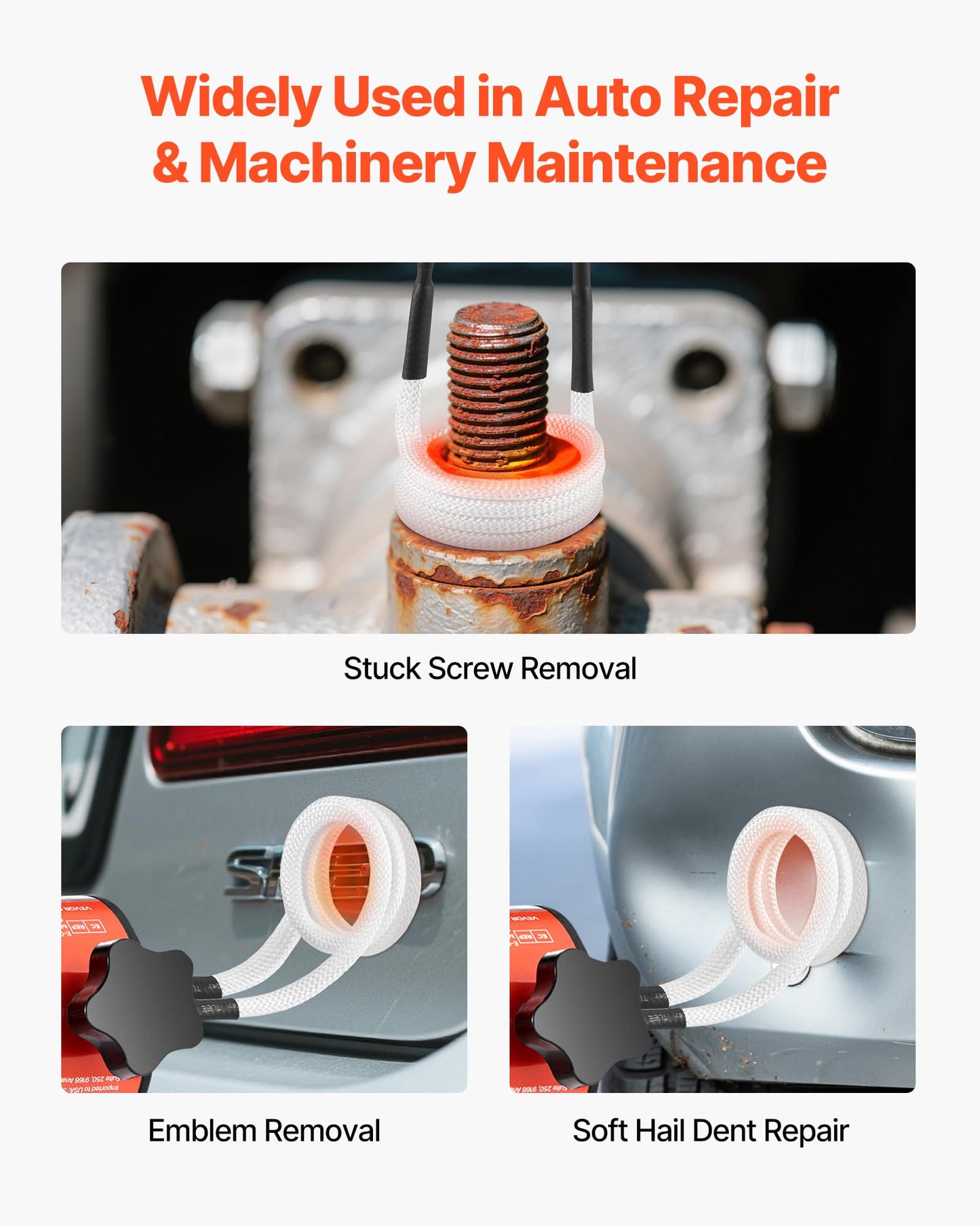 VEVOR Induction Heater Bolt Removal, 1500W 110V Magnetic Induction Heater Kit, Handheld Nut Buster Tool, Mini Heating Machine for Rusty Screw Removing, Car Garage Repairing Tools with 8 Coil and Box