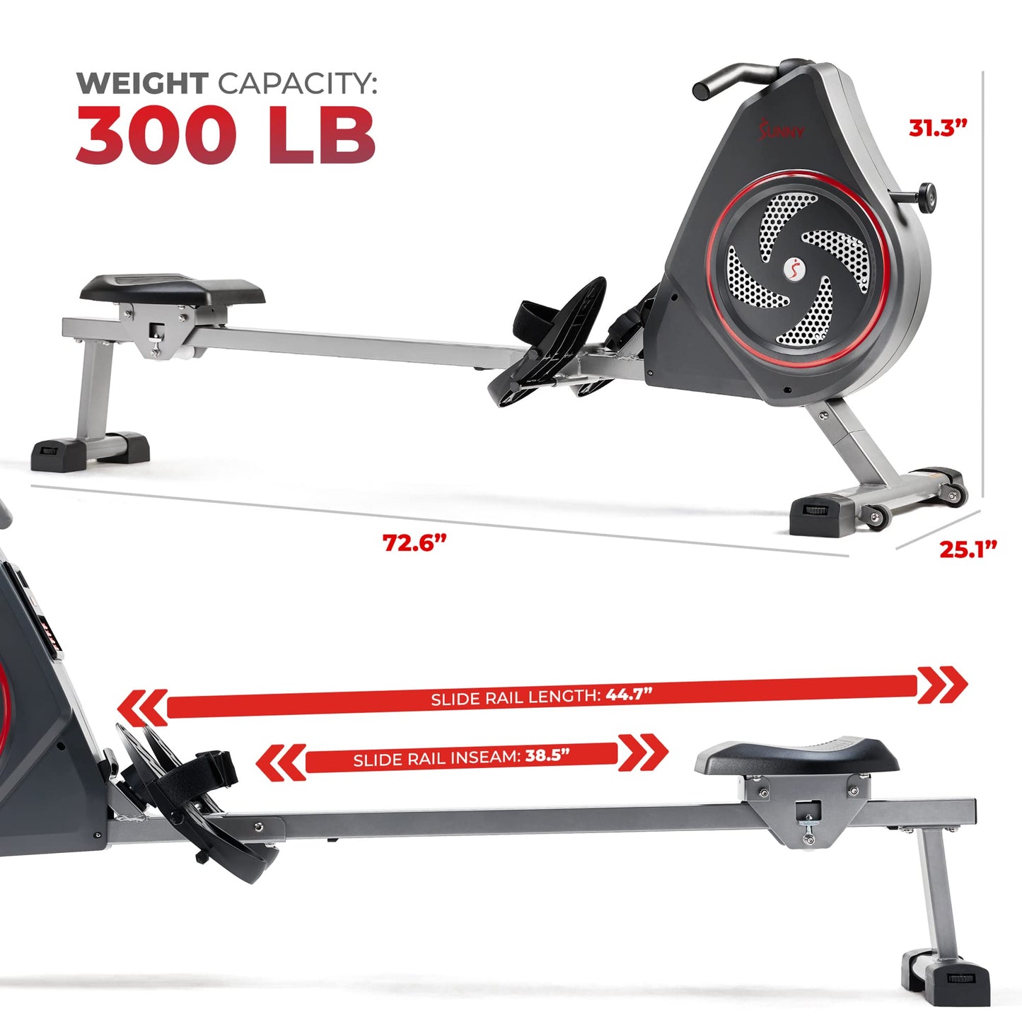Sunny Health & Fitness Air+ Magnetic Rowing Machine with Exclusive SunnyFit App and Smart Bluetooth Connectivity -SF-RW520008