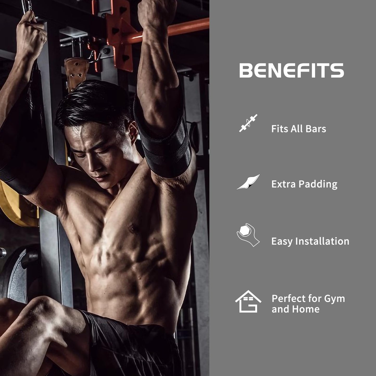 Hanging Ab Straps for Pull Up Bar: Gym Ab Sling Straps for Arm Pull up Workout Support for Training Knee and Leg Raises (Black)