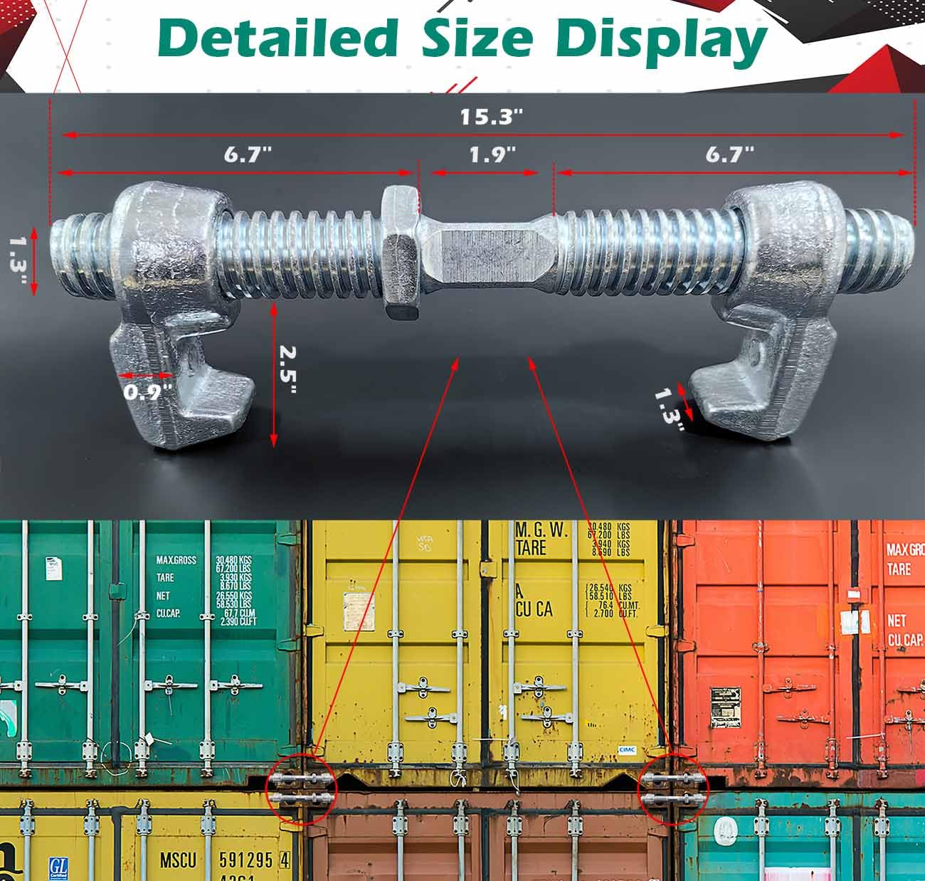 4 Pack Shipping Container Bridge Fitting Clamp/ 380 mm Galvanized Screw Clamp by Container Nut/Rail Shipping Container Accessories Wheels Kit/to Connect Shipping Containers Together…