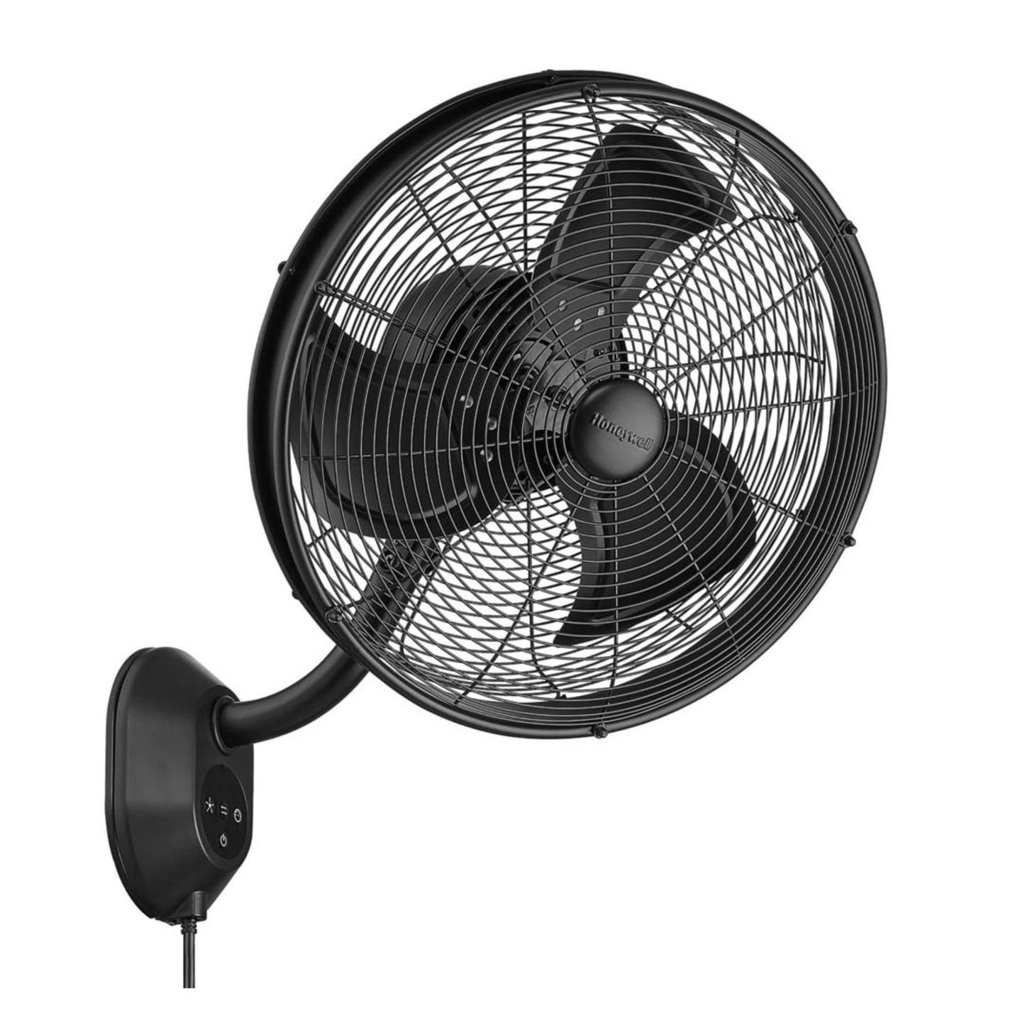 Honeywell Wall Fan, Oscillating Outdoor Wet-Rated Cooling Unit with Remote, Matte Black - Powerful Airflow for Patios, Garages, or Workshops