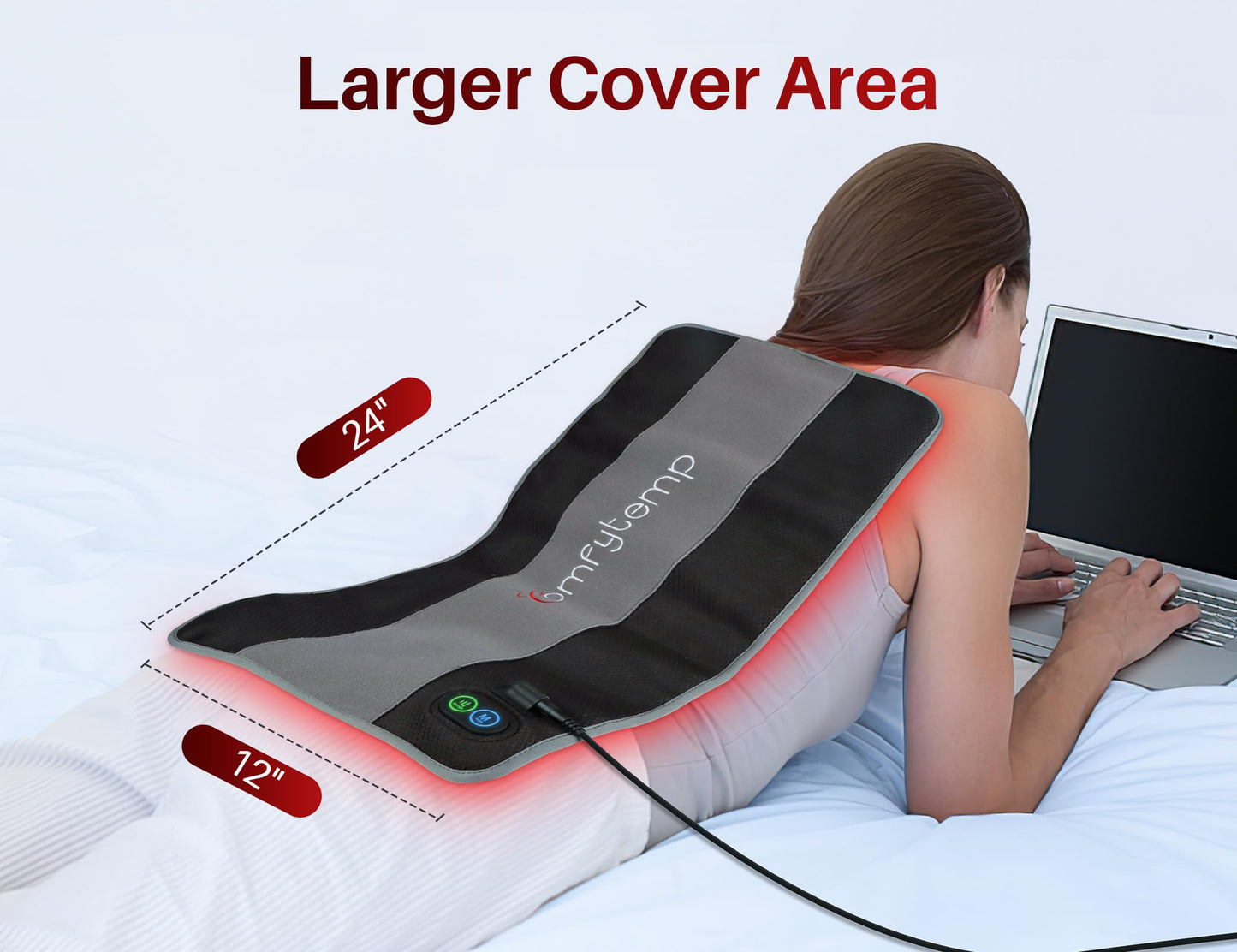 Comfytemp 12'' x 24'' Red Light Therapy Mat for Body, FSA Eligible HSA Near Infrared Light Therapy Pad, 660nm & 850nm Light Blanket for Back Belly Knee Joints Muscle