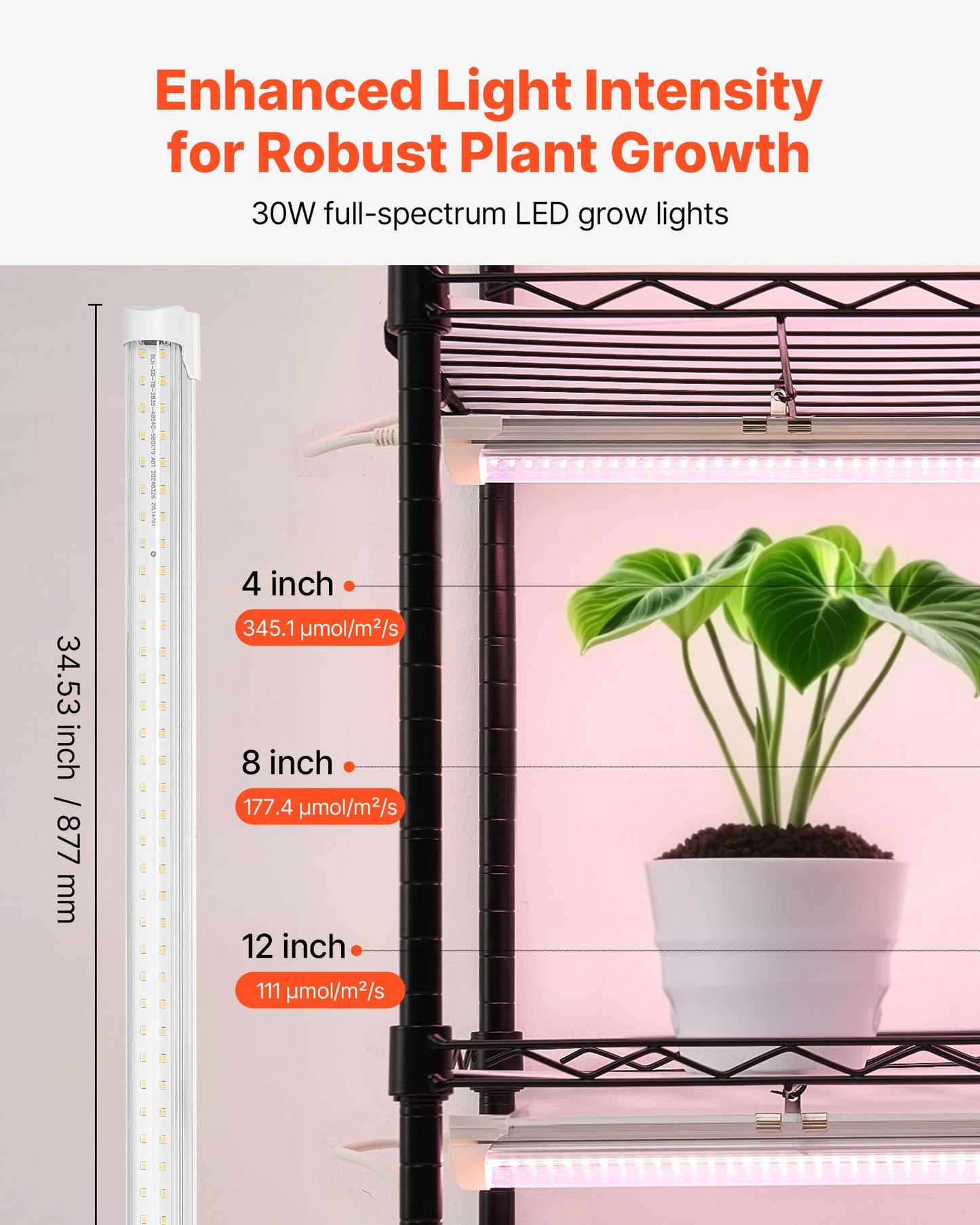 VEVOR Plant Shelf with Grow Light, 6-Tier Indoor Plant Stand, 71in Tall Indoor Plants Display Rack with Wheels & Timer, 150W 3800K Full Spectrum Grow Lights, Metal Flower Pot Holder for Seed Starting