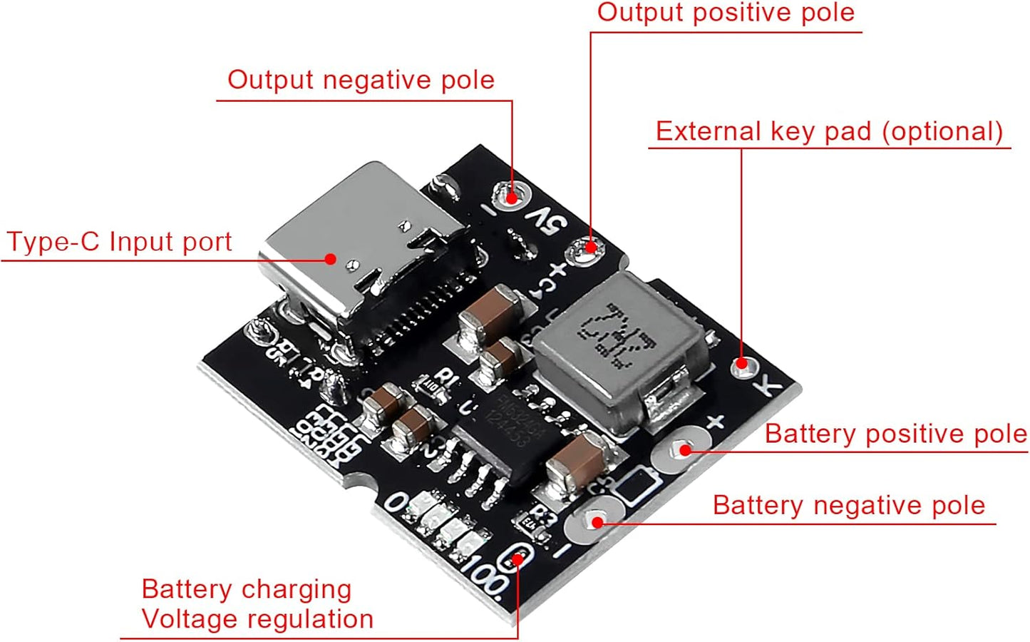 ATNSINC 12PCS 5V 2A Type-C USB Boost Converter Step-Up Power Module Mobile Power Bank Accessories with Protection LED