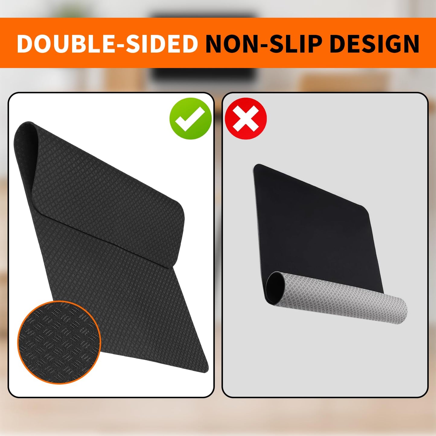 Double-Sided Non-Slip Workout Mat for Elliptical Machine, 23.6" x 17" Stepper Mat for Under Desk Ellipticals & Pedal Exercisers, Stability & Floor Protection, Vibration Plate Mat Compatible