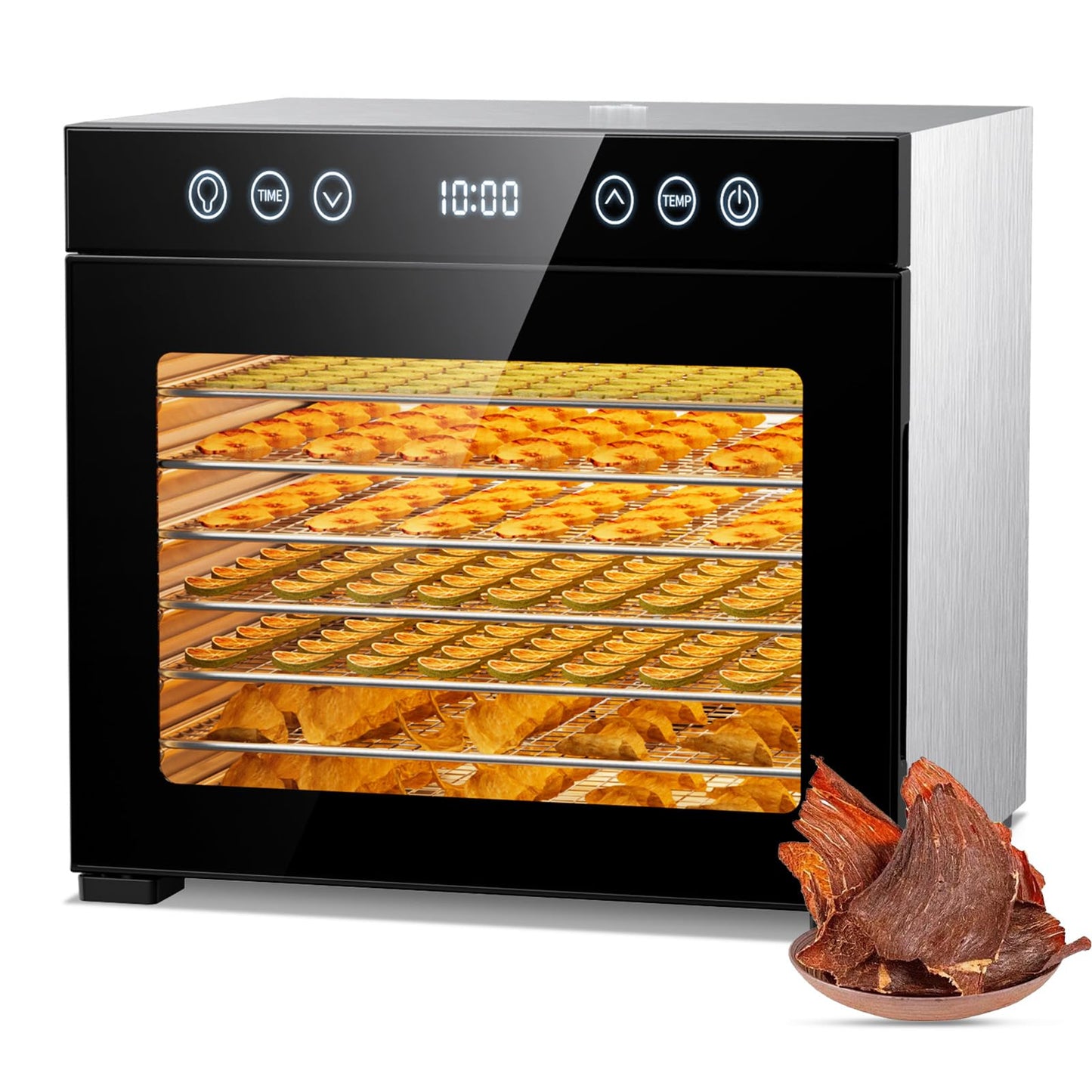 Food Dehydrator 650W, 8 Stainless Steel Tray Dehydrating Machine with Digital Timer & Temp Control (95℉-167℉), Quiet Powerful Jerky Dryer for Beef, Fruits, Herbs, Dog Treats, Veggies