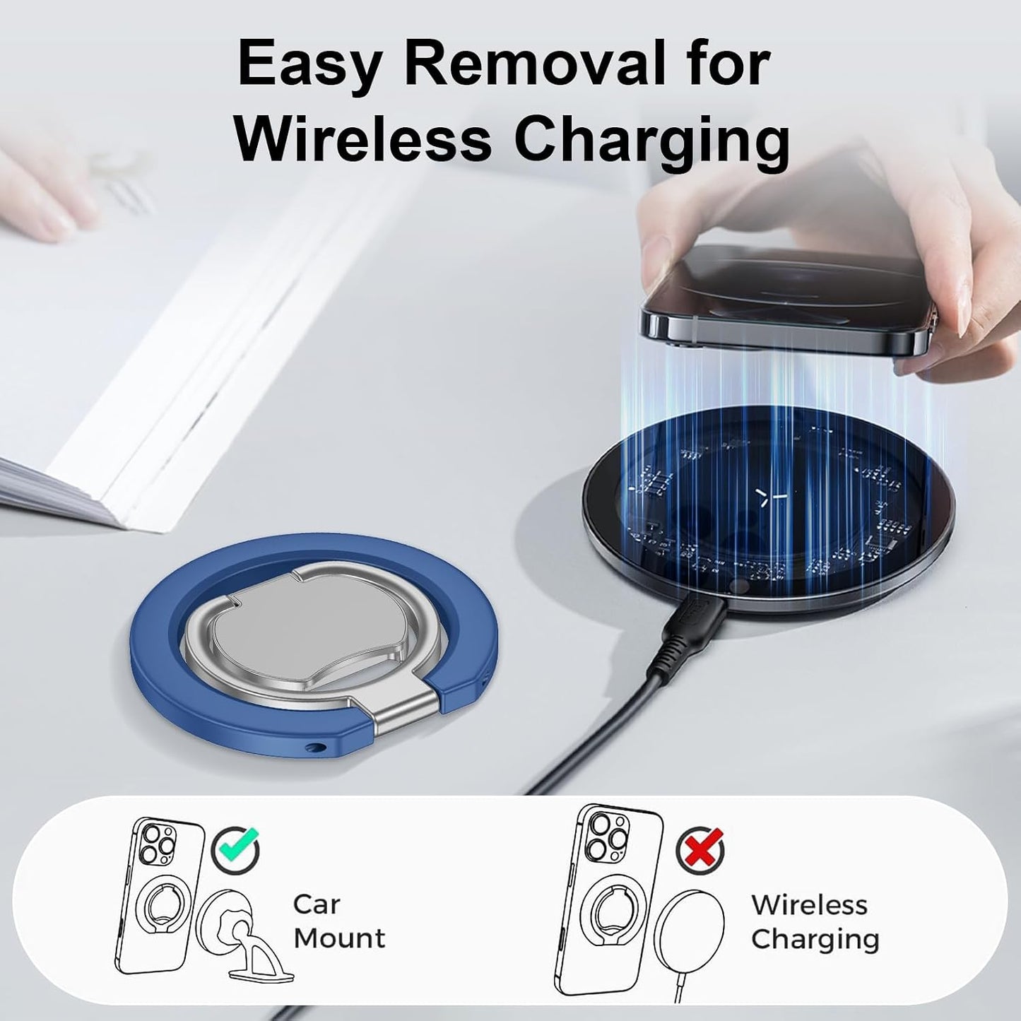17 16 15 14 13 12 Magnetic Phone Ring Grip for Magsafe, Two-Sided Magnet Gym Finger Ring Kickstand Cell Phone Grip
