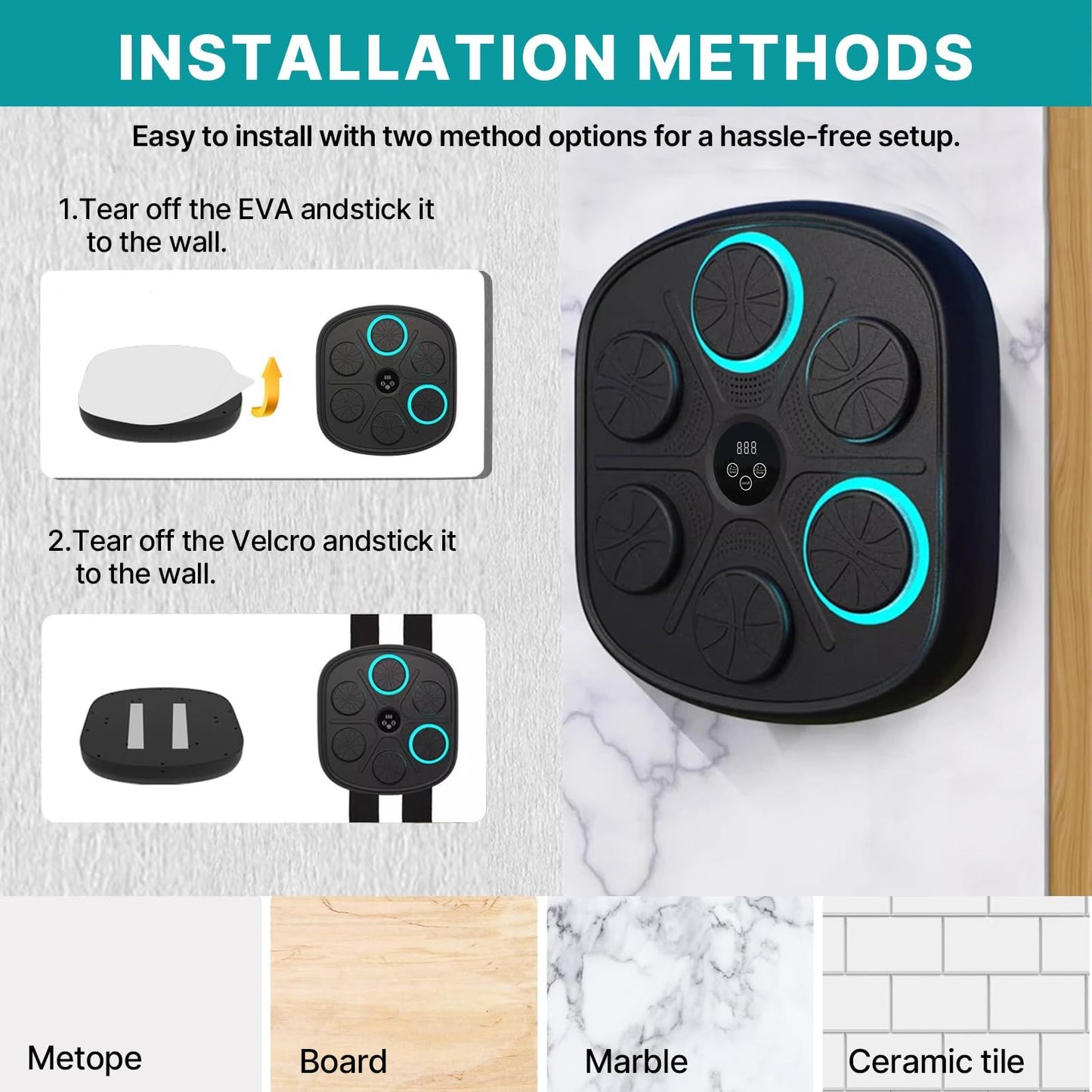 2025 Smart Music Boxing Machine for Adults and Kids: New Model Bluetooth Wall Mounted Punching Pad - Training Sport Equipment for Home Gym - Gifts for Teen Boys