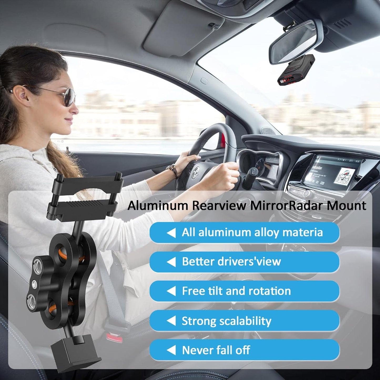 Vovucai Max360C Max3 Max4 Radar Detector Mount,Aluminum Radar Mount,Rearview Mirror Rod Mount Bracketfor Escort IX IXc