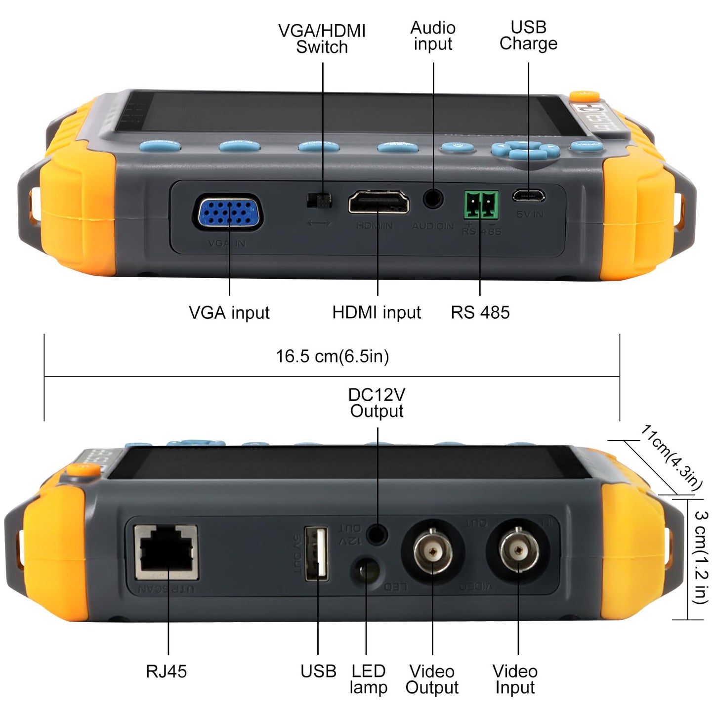 Anpviz 5 Inch 4 in 1 CCTV Monitor Tester, AHD/TVI/CVI/CVBS Coaxial Analog Video CCTV Tester, UTP/PTZ Cable Test for 1080P/3MP/4MP/5MP/8MP Analog Security Camera, VGA DC12V Output Camera