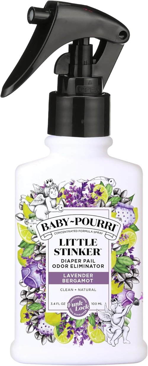 Baby-Pourri Little Stinker Diaper Pail Deodorizer Spray - 3.4 Fl Oz | Up to 150 Uses, Lavender & Eucalyptus Scent